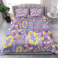 Hawaiian Leis Bedding Set Kakau Tattoos and Palaka Pastel Purple Color LT03 - Polynesian Pride