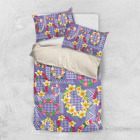 Hawaiian Leis Bedding Set Kakau Tattoos and Palaka Pastel Purple Color LT03 US Twin 172cm x 218cm Purple - Polynesian Pride