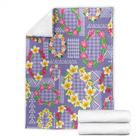 Hawaiian Leis Blanket Kakau Tattoos and Palaka Pastel Purple Color LT03 - Polynesian Pride