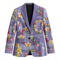 Hawaiian Leis Blazer Kakau Tattoos and Palaka Pastel Purple Color LT03 Unisex Purple - Polynesian Pride