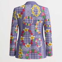 Hawaiian Leis Blazer Kakau Tattoos and Palaka Pastel Purple Color LT03 - Polynesian Pride