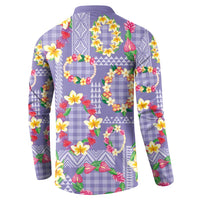 Hawaiian Leis Button Sweatshirt Kakau Tattoos and Palaka Pastel Purple Color LT03 - Polynesian Pride