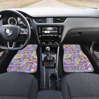 Hawaiian Leis Car Mats Kakau Tattoos and Palaka Pastel Purple Color LT03 Set 2pcs - Front Purple - Polynesian Pride