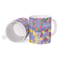 Hawaiian Leis Ceramic Mug Kakau Tattoos and Palaka Pastel Purple Color LT03 - Polynesian Pride