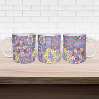 Hawaiian Leis Ceramic Mug Kakau Tattoos and Palaka Pastel Purple Color LT03 - Polynesian Pride