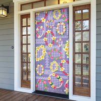 Hawaiian Leis Door Cover Kakau Tattoos and Palaka Pastel Purple Color LT03 - Polynesian Pride