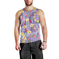 Hawaiian Leis Men Tank Top Kakau Tattoos and Palaka Pastel Purple Color LT03 - Polynesian Pride