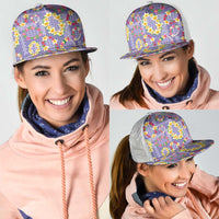 Hawaiian Leis Mesh Trucker Cap Kakau Tattoos and Palaka Pastel Purple Color LT03 - Polynesian Pride