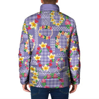 Hawaiian Leis Padded Jacket Kakau Tattoos and Palaka Pastel Purple Color LT03 - Polynesian Pride