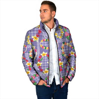 Hawaiian Leis Padded Jacket Kakau Tattoos and Palaka Pastel Purple Color LT03 - Polynesian Pride