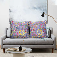 Hawaiian Leis Pillow Cover Kakau Tattoos and Palaka Pastel Purple Color LT03 - Polynesian Pride