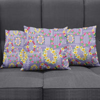 Hawaiian Leis Pillow Cover Kakau Tattoos and Palaka Pastel Purple Color LT03 - Polynesian Pride