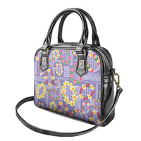 Hawaiian Leis Shoulder Handbag Kakau Tattoos and Palaka Pastel Purple Color LT03 - Polynesian Pride