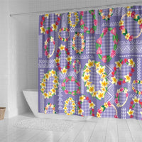 Hawaiian Leis Shower Curtain Kakau Tattoos and Palaka Pastel Purple Color LT03 - Polynesian Pride