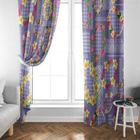 Hawaiian Leis Window Curtain Kakau Tattoos and Palaka Pastel Purple Color LT03 - Polynesian Pride