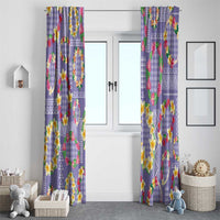 Hawaiian Leis Window Curtain Kakau Tattoos and Palaka Pastel Purple Color LT03 - Polynesian Pride