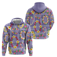 Hawaiian Leis Zip Hoodie Kakau Tattoos and Palaka Pastel Purple Color LT03 - Polynesian Pride