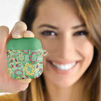 Hawaiian Leis AirPods Case Kakau Tattoos and Palaka Pastel Green Color LT03 - Polynesian Pride