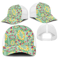 Hawaiian Leis Baseball Net Cap Kakau Tattoos and Palaka Pastel Green Color LT03 - Polynesian Pride