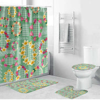 Hawaiian Leis Bathroom Set Kakau Tattoos and Palaka Pastel Green Color LT03 Bathroom Set (4 pcs) Green - Polynesian Pride