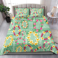 Hawaiian Leis Bedding Set Kakau Tattoos and Palaka Pastel Green Color LT03 - Polynesian Pride
