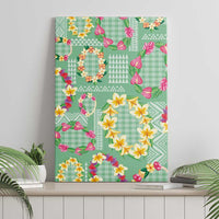 Hawaiian Leis Canvas Wall Art Kakau Tattoos and Palaka Pastel Green Color LT03 - Polynesian Pride