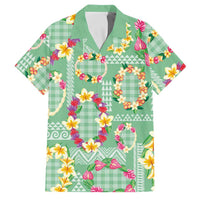 Hawaiian Leis Family Matching Puletasi and Hawaiian Shirt Kakau Tattoos and Palaka Pastel Green Color