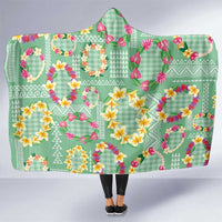 Hawaiian Leis Hooded Blanket Kakau Tattoos and Palaka Pastel Green Color LT03 One Size Green - Polynesian Pride