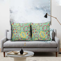Hawaiian Leis Pillow Cover Kakau Tattoos and Palaka Pastel Green Color LT03 - Polynesian Pride