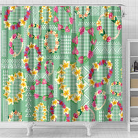 Hawaiian Leis Shower Curtain Kakau Tattoos and Palaka Pastel Green Color LT03 - Polynesian Pride