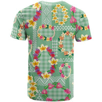 Hawaiian Leis T Shirt Kakau Tattoos and Palaka Pastel Green Color LT03 - Polynesian Pride