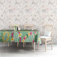Hawaiian Leis Tablecloth Kakau Tattoos and Palaka Pastel Green Color LT03 - Polynesian Pride