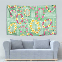 Hawaiian Leis Tapestry Kakau Tattoos and Palaka Pastel Green Color LT03 - Polynesian Pride