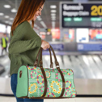 Hawaiian Leis Travel Bag Kakau Tattoos and Palaka Pastel Green Color LT03 - Polynesian Pride