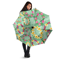 Hawaiian Leis Umbrella Kakau Tattoos and Palaka Pastel Green Color LT03 - Polynesian Pride