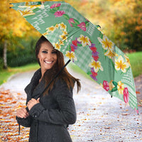 Hawaiian Leis Umbrella Kakau Tattoos and Palaka Pastel Green Color LT03 - Polynesian Pride