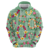 Hawaiian Leis Zip Hoodie Kakau Tattoos and Palaka Pastel Green Color LT03 - Polynesian Pride