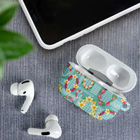 Hawaiian Leis AirPods Case Kakau Tattoos and Palaka Pastel Teal Color LT03 - Polynesian Pride