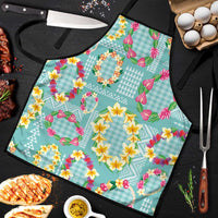 Hawaiian Leis Apron Kakau Tattoos and Palaka Pastel Teal Color LT03 Teal - Polynesian Pride