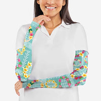 Hawaiian Leis Arm Sleeves Kakau Tattoos and Palaka Pastel Teal Color LT03 - Polynesian Pride