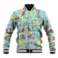 Hawaiian Leis Baseball Jacket Kakau Tattoos and Palaka Pastel Teal Color LT03 Unisex Teal - Polynesian Pride
