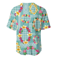 Hawaiian Leis Baseball Jersey Kakau Tattoos and Palaka Pastel Teal Color LT03 - Polynesian Pride
