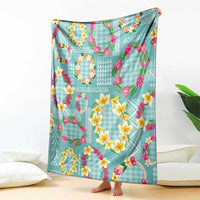Hawaiian Leis Blanket Kakau Tattoos and Palaka Pastel Teal Color LT03 - Polynesian Pride