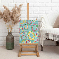 Hawaiian Leis Canvas Wall Art Kakau Tattoos and Palaka Pastel Teal Color LT03 - Polynesian Pride