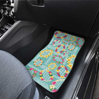 Hawaiian Leis Car Mats Kakau Tattoos and Palaka Pastel Teal Color LT03 - Polynesian Pride