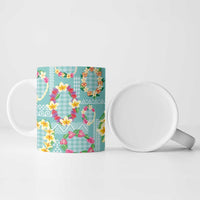 Hawaiian Leis Ceramic Mug Kakau Tattoos and Palaka Pastel Teal Color LT03 - Polynesian Pride