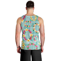 Hawaiian Leis Men Tank Top Kakau Tattoos and Palaka Pastel Teal Color LT03 - Polynesian Pride