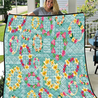 Hawaiian Leis Quilt Kakau Tattoos and Palaka Pastel Teal Color LT03 Teal - Polynesian Pride
