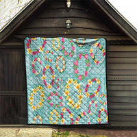 Hawaiian Leis Quilt Kakau Tattoos and Palaka Pastel Teal Color LT03 - Polynesian Pride