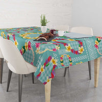 Hawaiian Leis Tablecloth Kakau Tattoos and Palaka Pastel Teal Color LT03 - Polynesian Pride